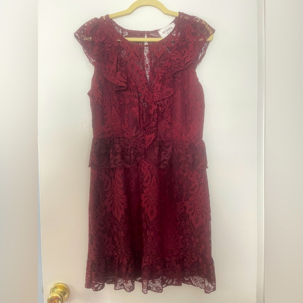 BB Dakota RSVP Shaken Not Stirred Lace Bordeaux Cocktail Dress